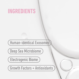 freezeframe Instant EXOSOME LIFT ingredients with human-identical exosomes, Deep Sea Microbiome, Electrogenic Biome, growth factors and antioxidants