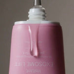 freezeframe Instant EXOSOME LIFT close-up on product dispenser showing clear gel texture