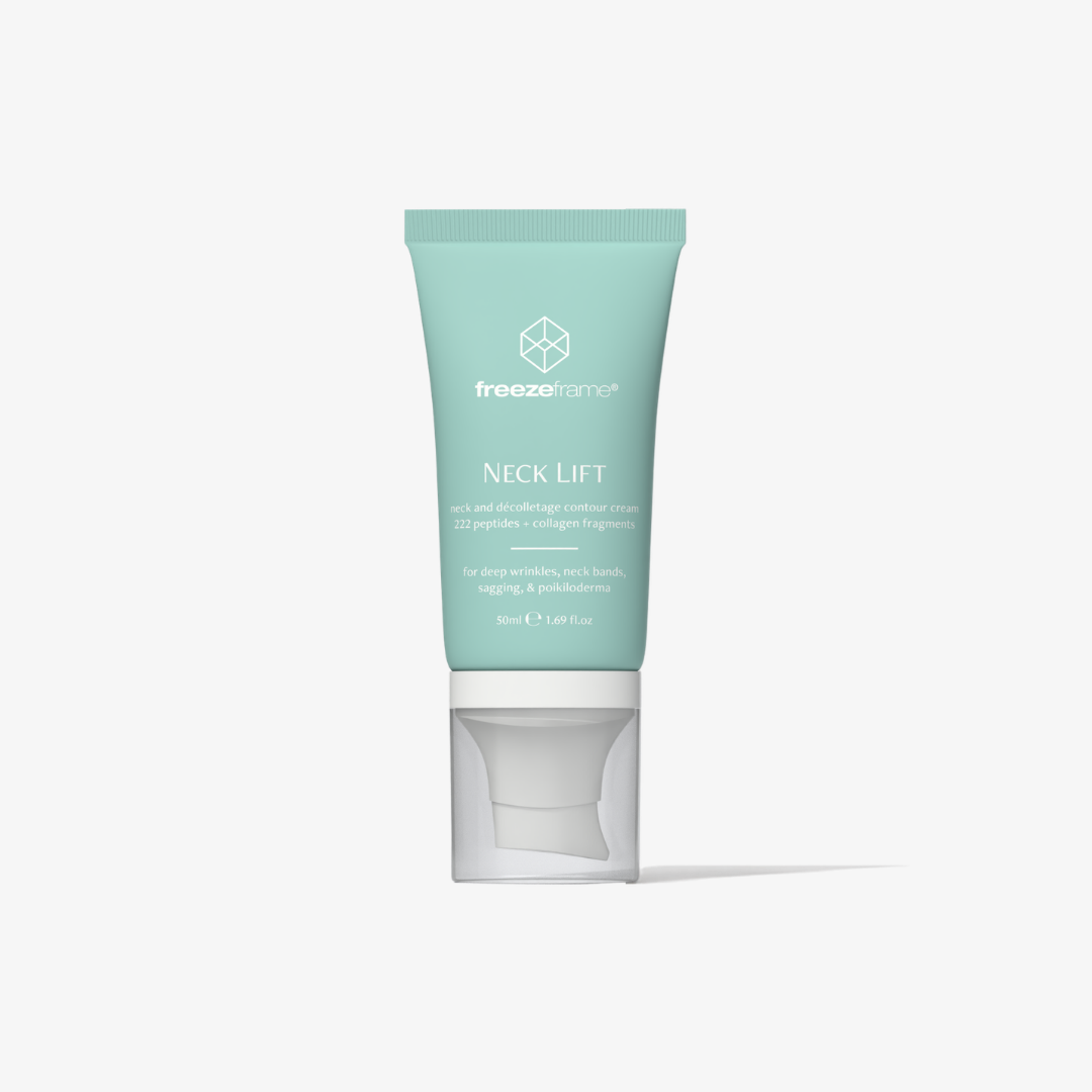 freezeframe NECK LIFT neck and décolletage contour cream with 222 peptides and collagen fragments