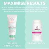 freezeframe WRINKLE BLOCK maximise results with 48 HOUR WRINKLE FREEZE for instant and long-term wrinkle smoothing and freezing results
