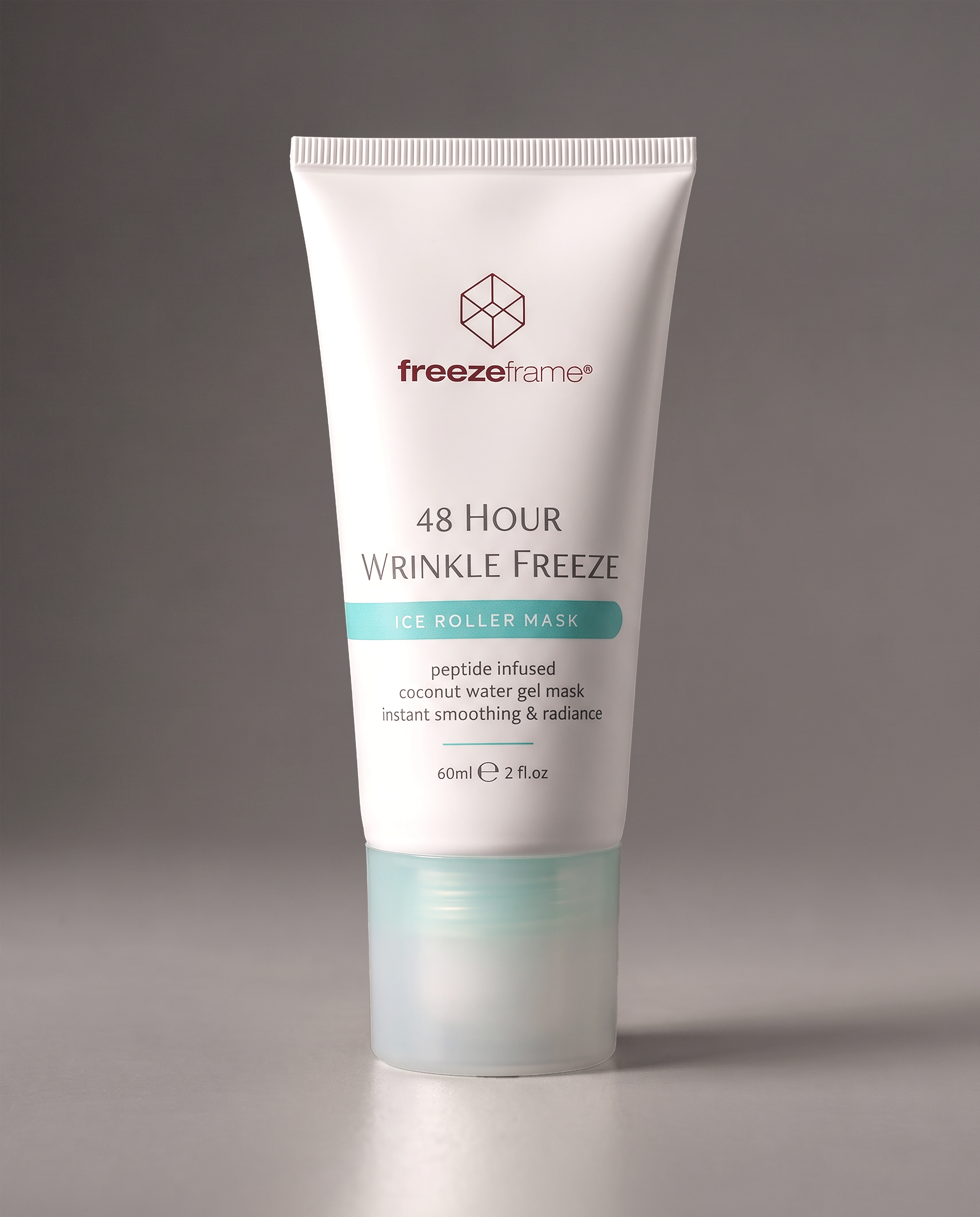 freezeframe 48 HOUR WRINKLE FREEZE ICE ROLLER MASK peptide infused coconut water gel mask instant smoothing & radiance