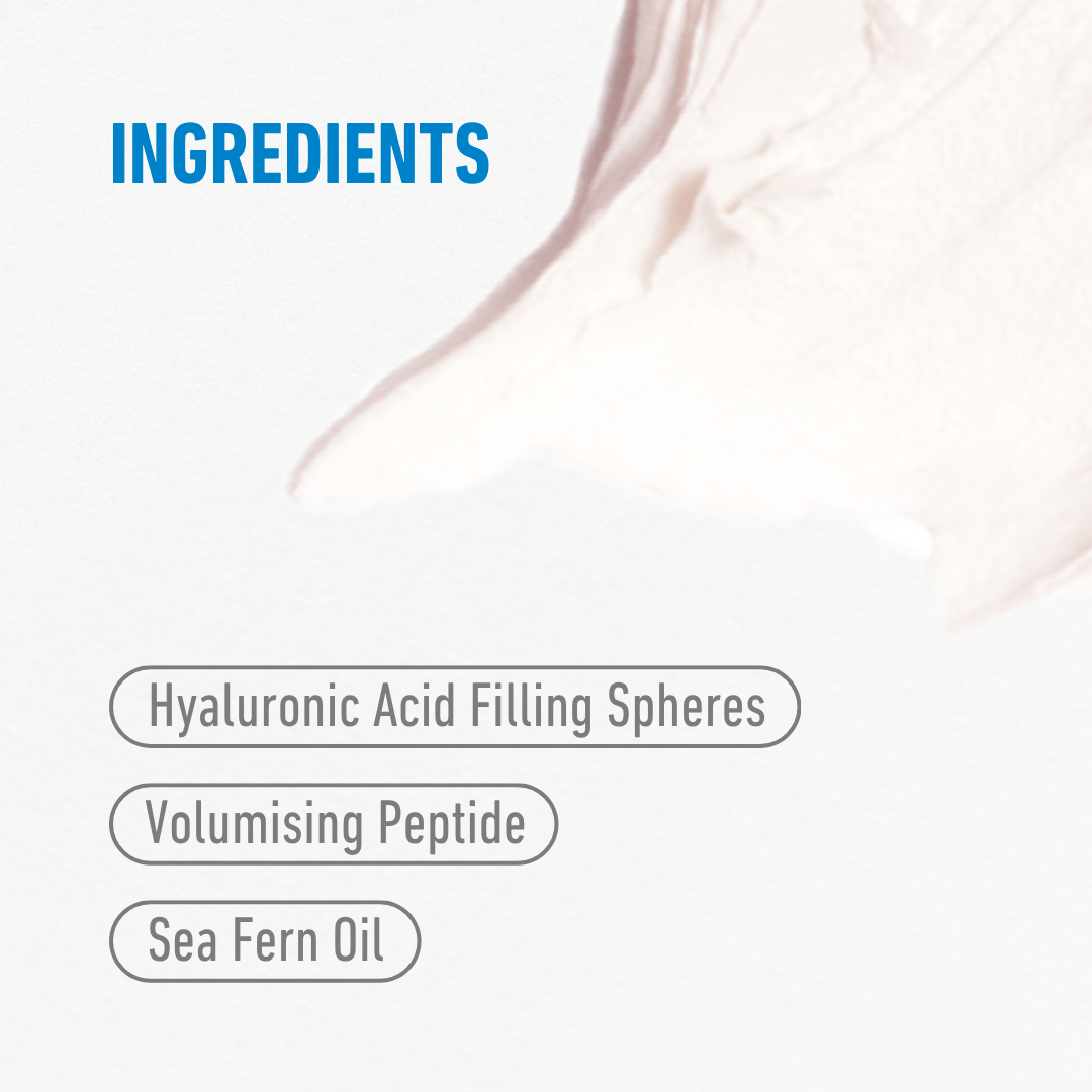 freezeframe LIP INJECTION key ingredients including Hyaluronic Acid Filling Spheres, Volumising Peptide and Sea Fern Oil