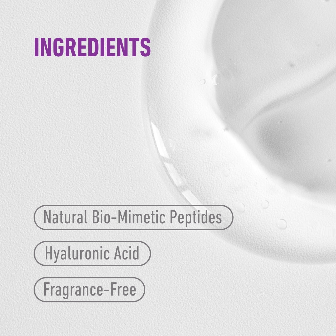 freezeframe non-surgical EYELID LIFT key ingredients: Natural Bio-Mimetic Peptides, Hyaluronic acid, Fragrance-Free