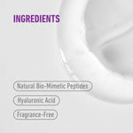 freezeframe non-surgical EYELID LIFT key ingredients: Natural Bio-Mimetic Peptides, Hyaluronic acid, Fragrance-Free